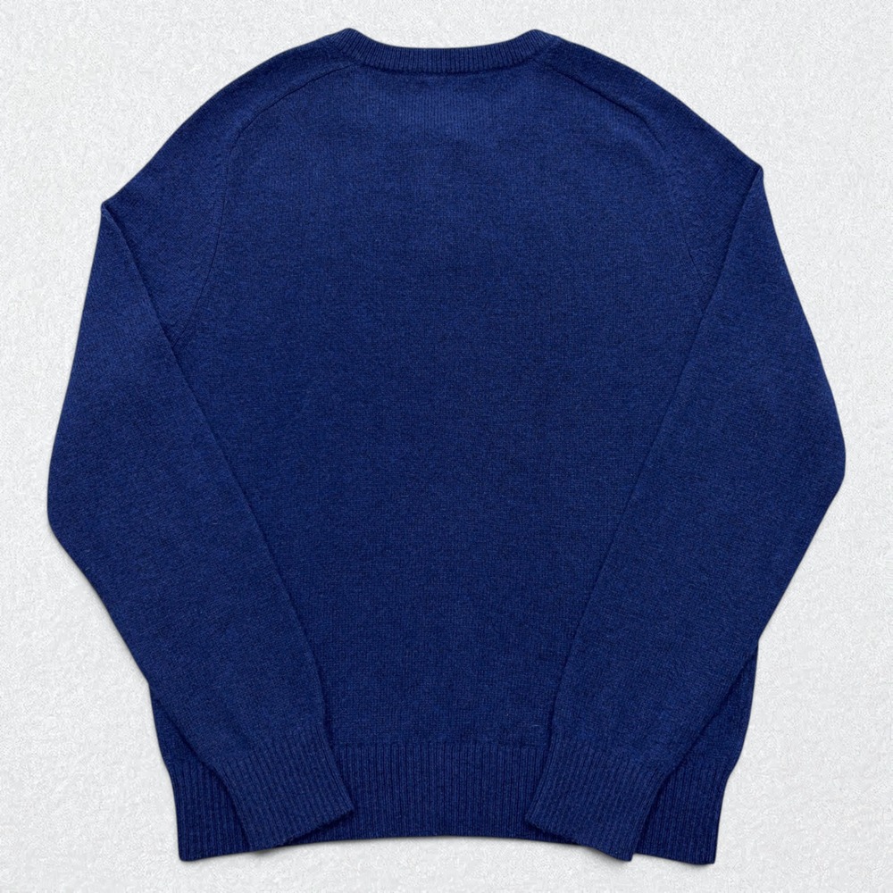 J.Crew Sweater Mens Large Heathered Blue Henley Lambswool Blend Raglan Pullover - Picture 5 of 10